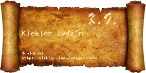 Klekler Iván névjegykártya